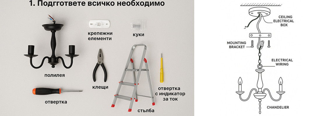 Как да инсталирате полилей безопасно и лесно