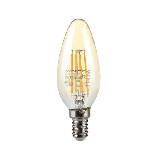 LED винтидж крушка - Е14 - форма свещ - 4W - златно стъкло LED винтидж крушка - Е14 - форма свещ - 4W - златно стъкло