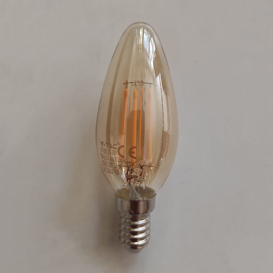 LED винтидж крушка - Е14 - форма свещ - 4W - златно стъкло LED винтидж крушка - Е14 - форма свещ - 4W - златно стъкло