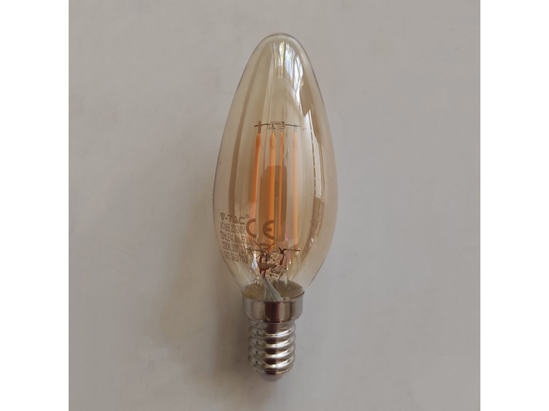 LED винтидж крушка - Е14 - форма свещ - 4W - златно стъкло LED винтидж крушка - Е14 - форма свещ - 4W - златно стъкло