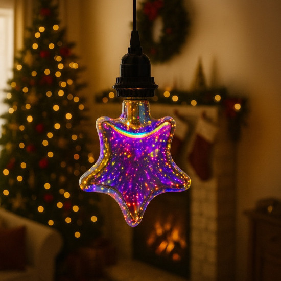 LED крушка - звезда - 3D ефект  - Е27 - 4W