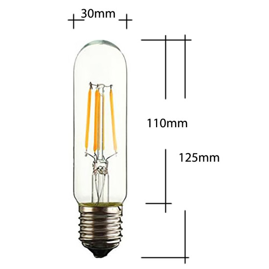 LED винтидж крушка - намотка: конус - Е27 - T125 - 4W - прозрачно стъкло