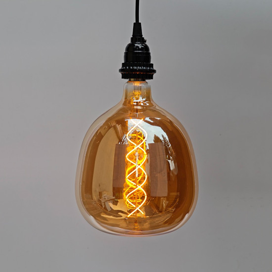 LED крушка - голям размер - намотка: двойна спирала - Е27 - R200 - 6W - златно стъкло