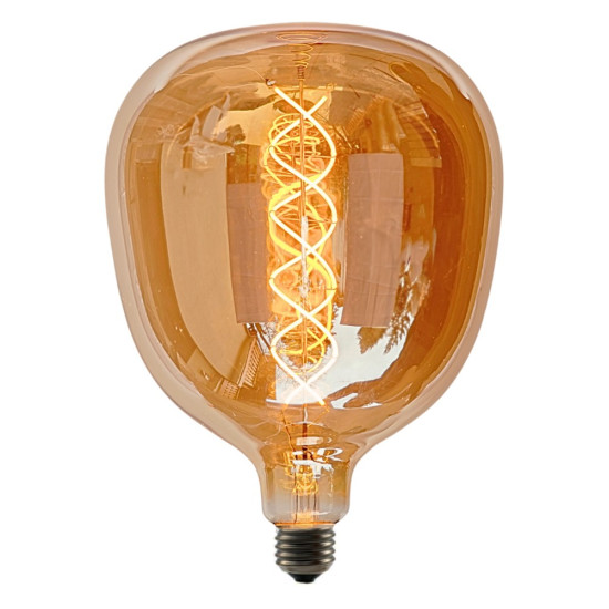 LED крушка - голям размер - намотка: двойна спирала - Е27 - R200 - 6W - златно стъкло