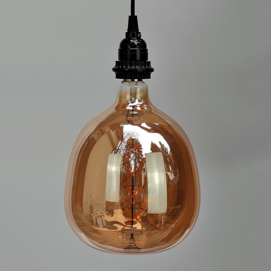LED крушка - голям размер - намотка: двойна спирала - Е27 - R200 - 6W - златно стъкло