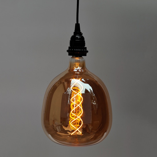 LED крушка - голям размер - намотка: двойна спирала - Е27 - R200 - 6W - златно стъкло