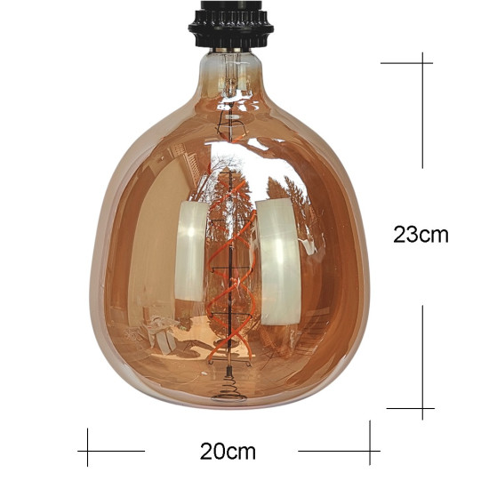 LED крушка - голям размер - намотка: двойна спирала - Е27 - R200 - 6W - златно стъкло