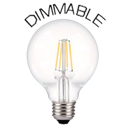 LED винтидж крушка - намотка: конус - Е27 - G95 - 6W - прозрачно стъкло