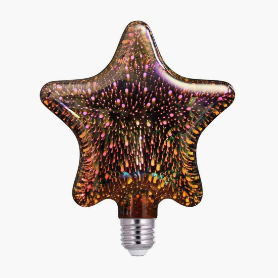 LED крушка - звезда - 3D ефект  - Е27 - 4W