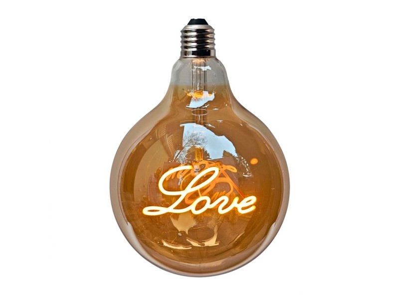 LED крушка G125 с надпис LOVE - Е27 - 4W - златно стъкло