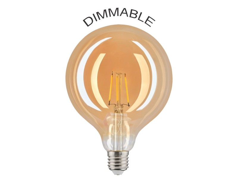 LED винтидж крушка - намотка: конус - Е27 - G120 - 6W - златно стъкло - димируема