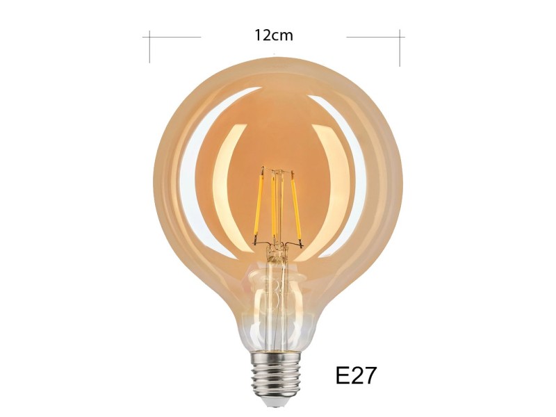 LED винтидж крушка - намотка: конус - Е27 - G120 - 6W - златно стъкло - димируема