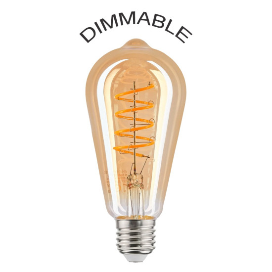 LED винтидж крушка - намотка: спирала - Е27 - ST64 - 4W - златно стъкло - димируема