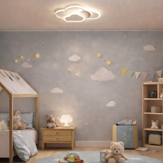 LED аплик за таван/стена "Три облачета" - смяна цвета на светлината LED аплик за таван/стена "Три облачета" - смяна цвета на светлината