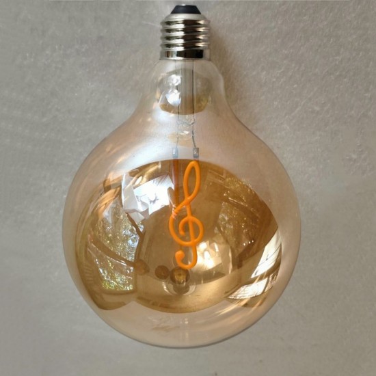LED крушка G125 със символ Сол ключ - Е27 - 4W - златно стъкло LED крушка G125 със символ Сол ключ - Е27 - 4W - златно стъкло