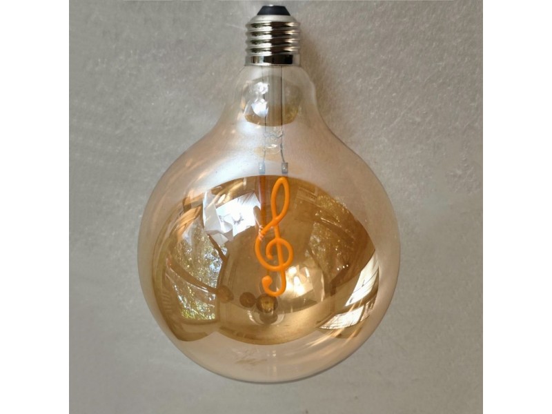 LED крушка G125  със символ Сол ключ - Е27 - 4W - златно стъкло