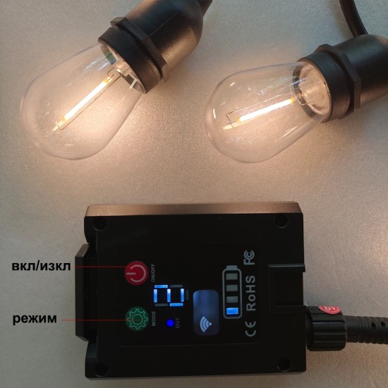 соларен гирлянд E27 от 10бр LED PVC крушки S14 - 5м