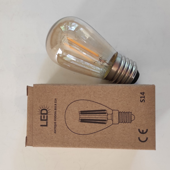 LED  крушка - Е27 - S14 - 2W - златно стъкло - димируема